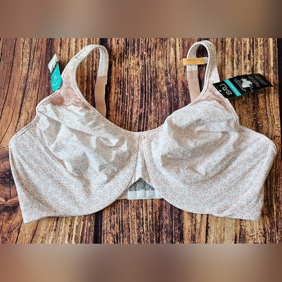 Bali •Size 42DD• Minimizer Underwire Pink Leaf Comfort Bra Brand New w/ Tags - Picture 2 of 9